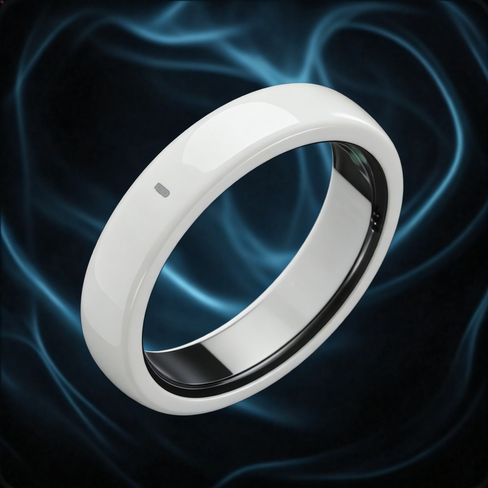 Sleek matte black ceramic smart ring